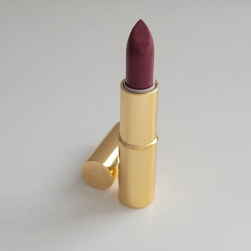 Estee Lauder Pure Color Long Lasting Lipstick 123 FIG Gold Case Preowned